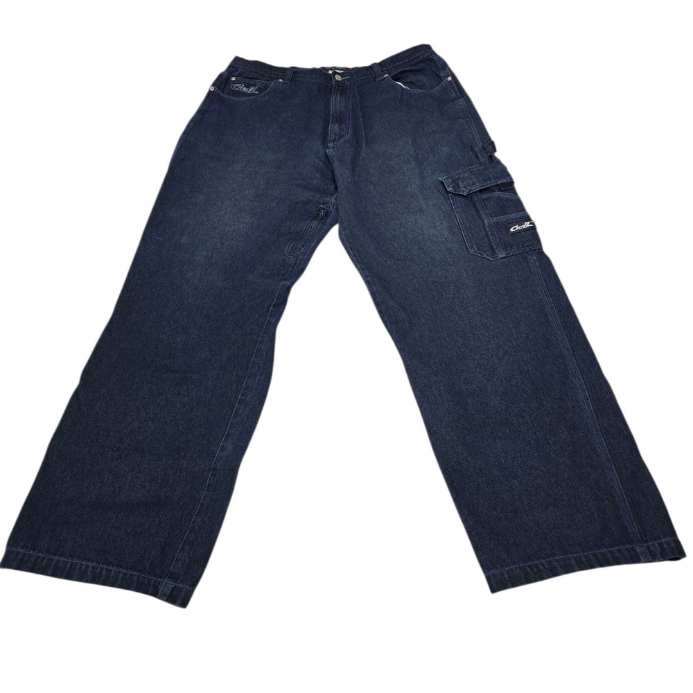 Vintage GerZ Wide Leg Cargo‎ Jeans Men's 42 Dark Wash Baggy Y2K Skater Denim